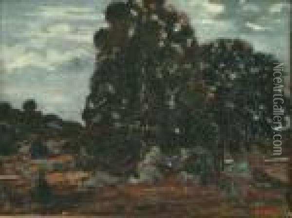  Les Deux Chenes, Gorges De L'apremont  Oil Painting - Antoine-louis Barye