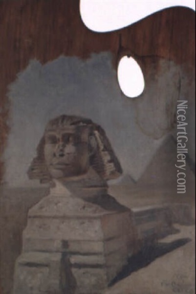 Sphinx Vid Gise- Egypten Oil Painting - Frans Wilhelm Odelmark