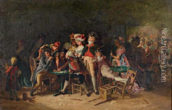 Scene De Cabaret Revolutionnaire Oil Painting - Charles Alexandre Coessin de la Fosse