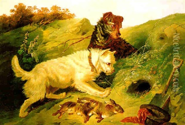 Honden Op De Konijnenjacht Oil Painting - Guillaume Anne Van Der Brugghen