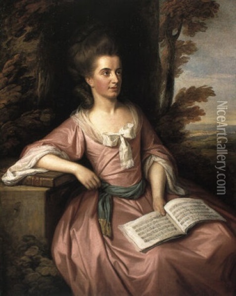 Portrait Of Martha Ray In Pink Dress Oil Painting - Nathaniel Dance Holland (Sir)
