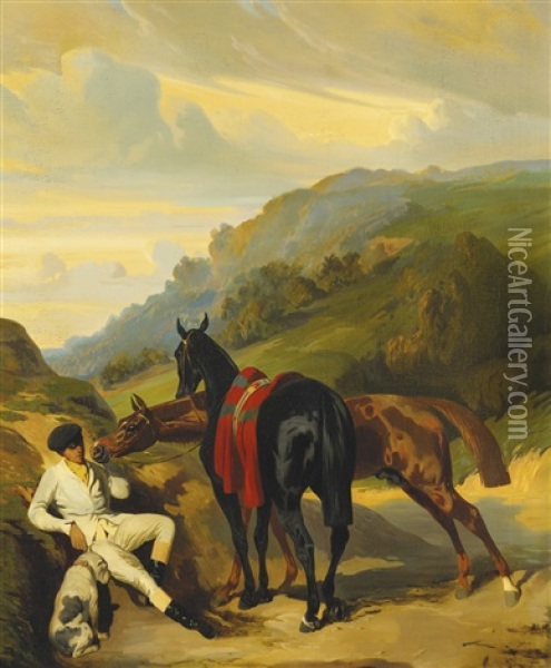 Le Lad Blanc Oil Painting - Alfred De Dreux