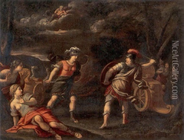 Callisto, Diana And Juno Oil Painting - Marc Antonio Franceschini