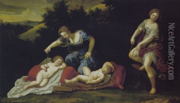 La Punizione Di Cupido Oil Painting - Francesco Albani