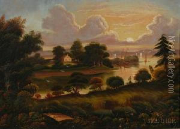 View Of Pope's Creekplantation Oil Painting - Thomas Chambers