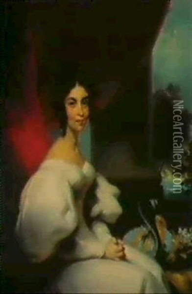 Portrait Of Mrs. Da Silva Oil Painting - George Chinnery