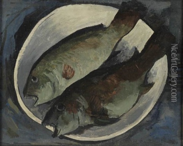 Still Life With Fish Oil Painting - Walt Kuhn