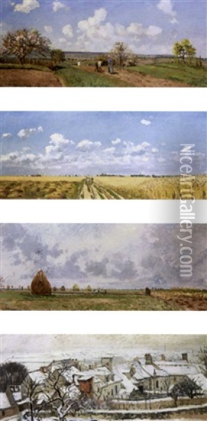 A) Le Printemps. B) L'ete. C) L'automne. D) L'hiver Oil Painting - Camille Pissarro