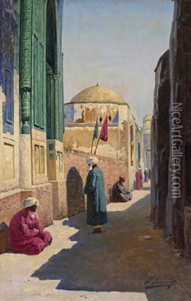 Figures By A Mosque Oil Painting - Richard Karlovich Zommer