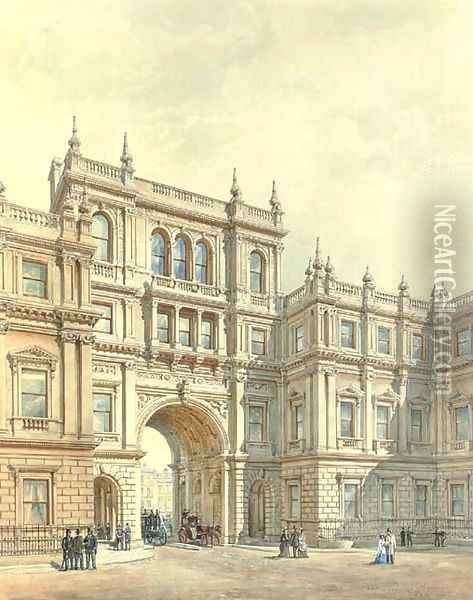 New Burlington House from the courtyard, circa 1840 Oil Painting - Sir Charles Barry