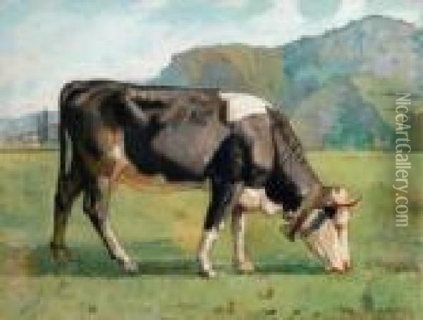 Kuh Auf Der Weide Oil Painting - Ferdinand Hodler
