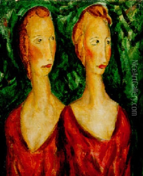Two Blonde Heads Oil Painting - Alfred Henry Maurer