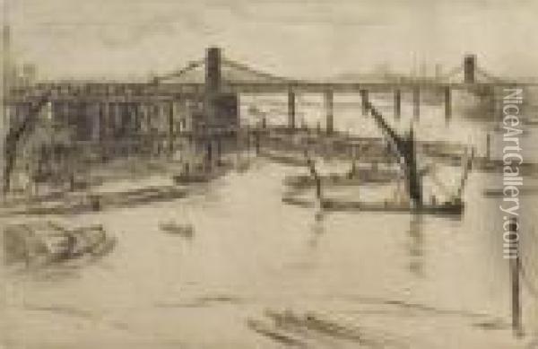 Old Hungerford Bridge Oil Painting - James Abbott McNeill Whistler