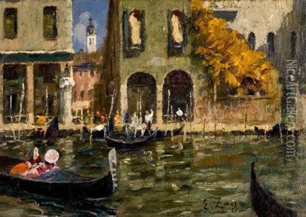 Canal Grande - Traghetto Di Santa Sofia Oil Painting - Erma Zago
