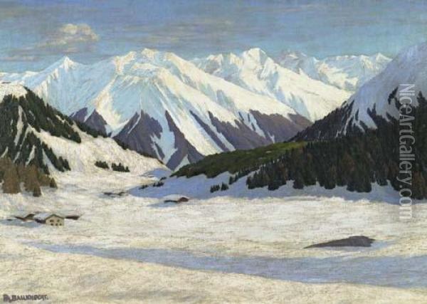 Winter Landscape Oil Painting - Philipp Bauknecht
