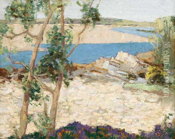 A Sun Dappled Riverbank Oil Painting - William Hannah Clarke