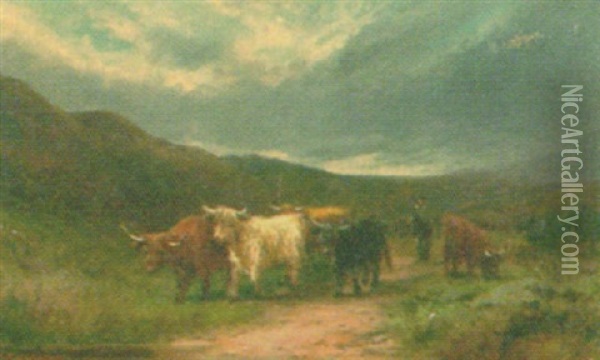 Herding Cattle Oil Painting - John MacPherson