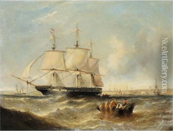 Leaving Port Oil Painting - William Adolphu Knell