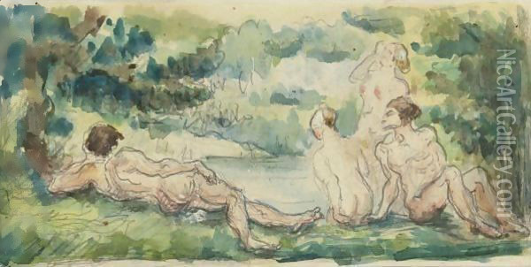 Baigneurs Et Baigneuses Oil Painting - Paul Cezanne