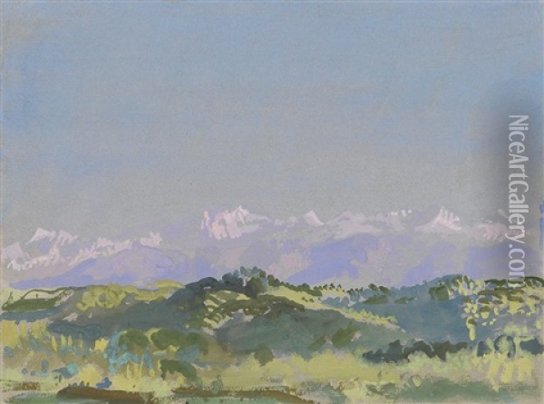 Three Landscape Watercolors Oil Painting - Arthur B. Davies
