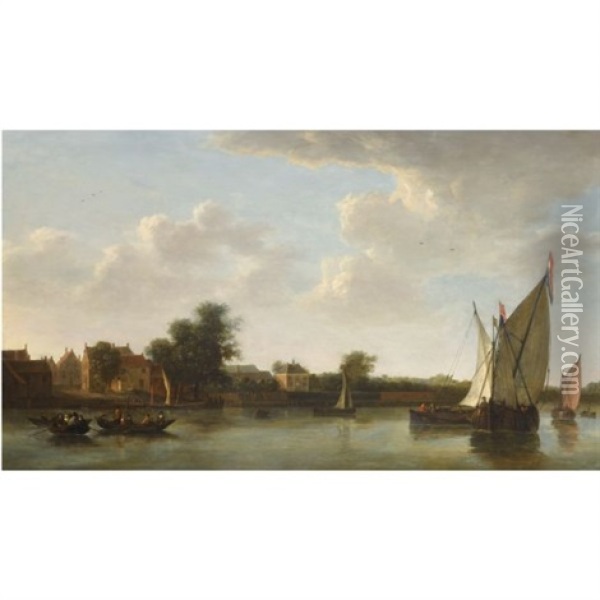 A View Of A River With A Ferry Crossing (the 