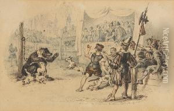 Depicts The Once-popular English
 Sport Of Bear-baiting. Identified On Verso Label As Being For 