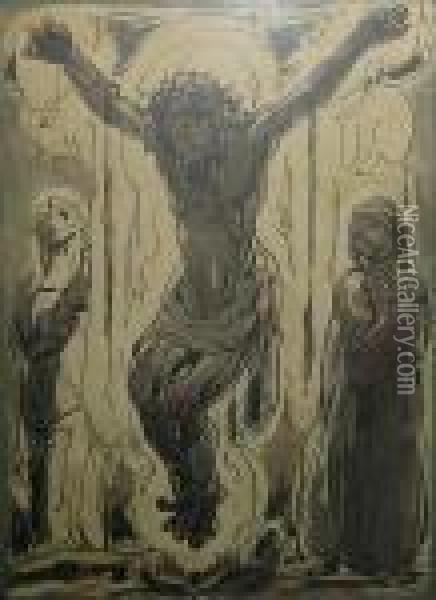 Jezus Aan Het Kruis Oil Painting - Alfred Ost