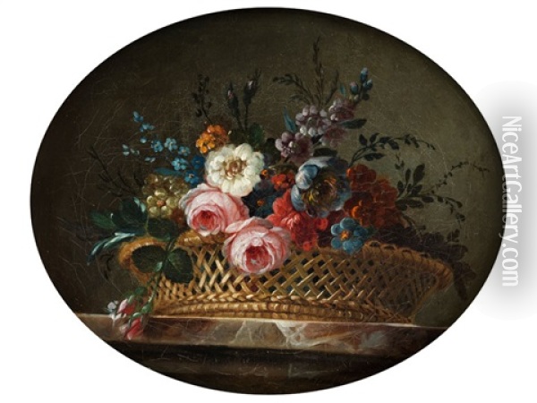 Blumenstillleben In Einem Korb Oil Painting - Antonie Rietveld