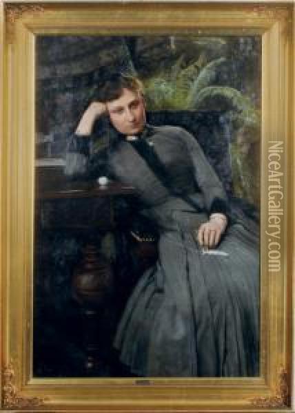 Portrait Of The Artist's Wife Oil Painting - Georg Nicolaj Achen