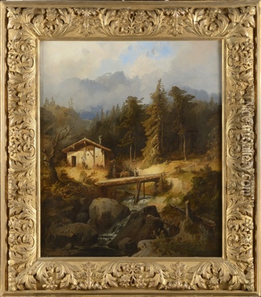 Scene Lacunaire En Montagne Oil Painting - Ernst Schweinfurth