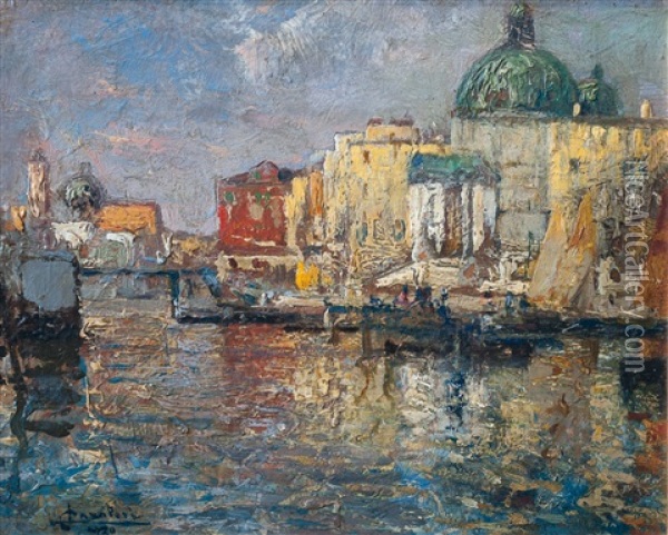 Canal Grande, Venecia Oil Painting - Ludovico Cavaleri