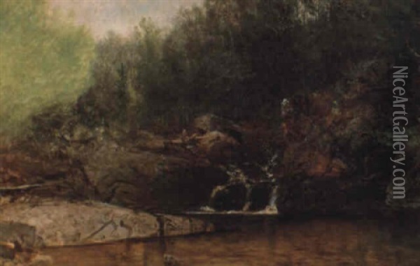 A Mountain Stream Oil Painting - John Frederick Kensett