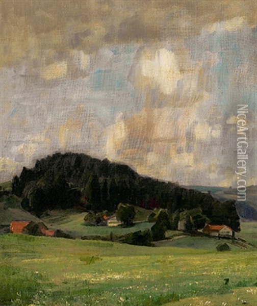 Allgauer Fruhlingslandschaft Oil Painting - Max Doerner