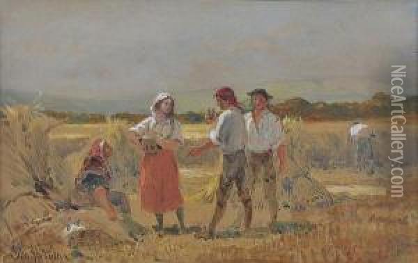 Harvest Workers At Rest Oil Painting - John Absolon