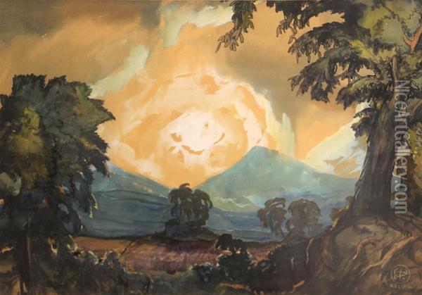 Romantic Landscape Oil Painting - Henry George Keller