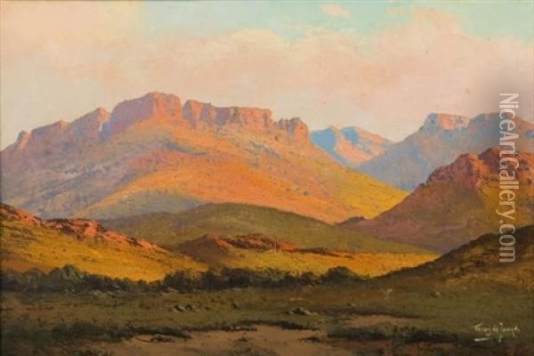 A Mountainous Landscape Oil Painting - Tinus de Jongh