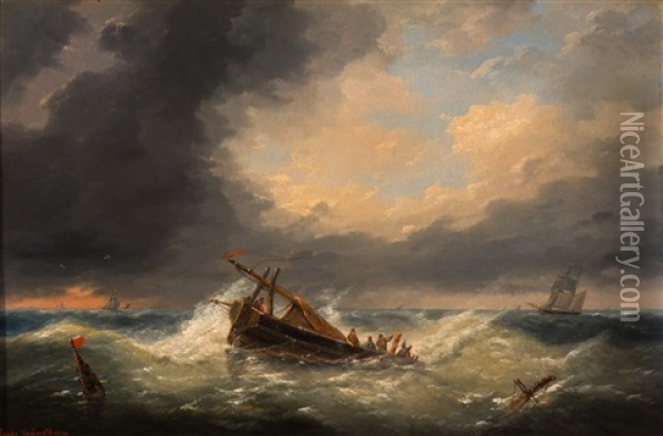 The Rescue Is Near Oil Painting - Louis Verboeckhoven the Younger