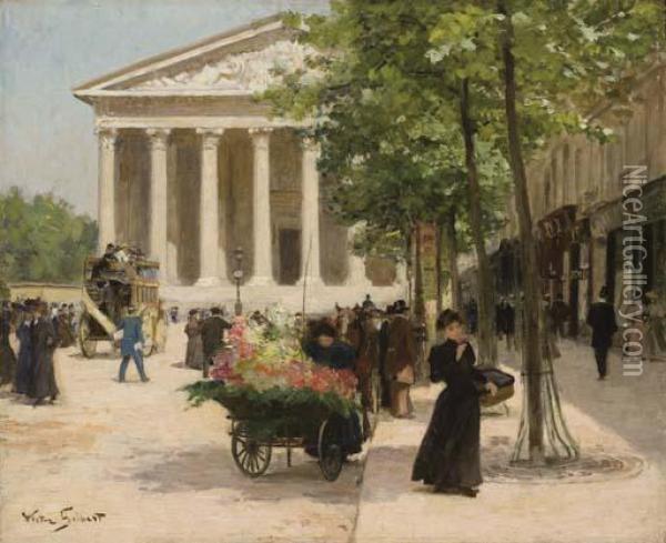 Marchande De Fleurs, Rue Royale Oil Painting - Victor-Gabriel Gilbert