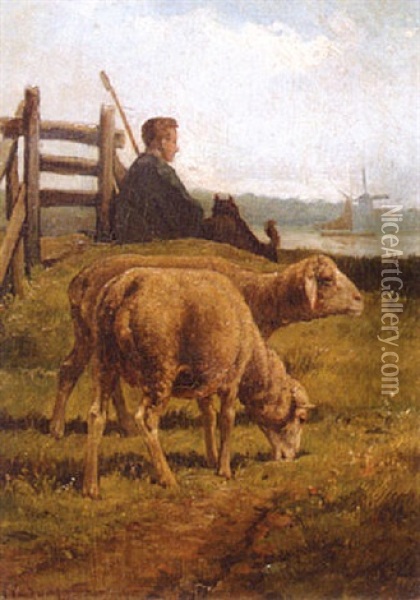 Pastor Con Ovejas Oil Painting - Cornelis van Leemputten