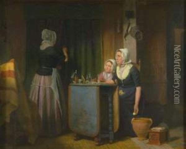 Die Apothekerin. Oil Painting - Johann Christian G. Zeitz