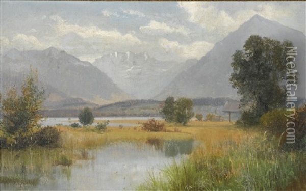Niesen Und Blumlisalp Oil Painting - Ernst Hodel the Elder