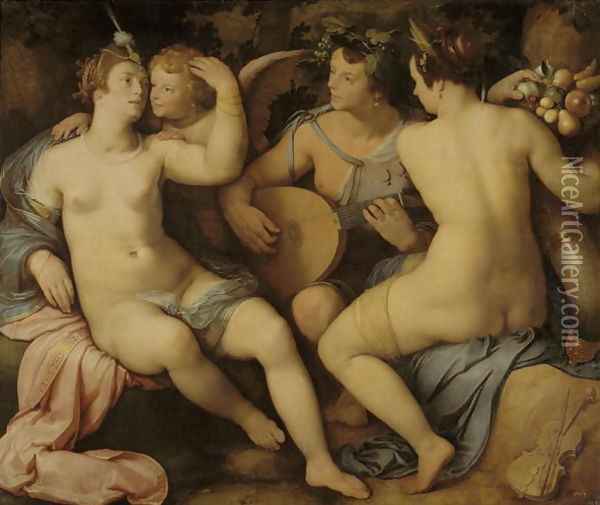 Venus, Bacchus and Ceres, 1614 Oil Painting - Cornelis Cornelisz Van Haarlem