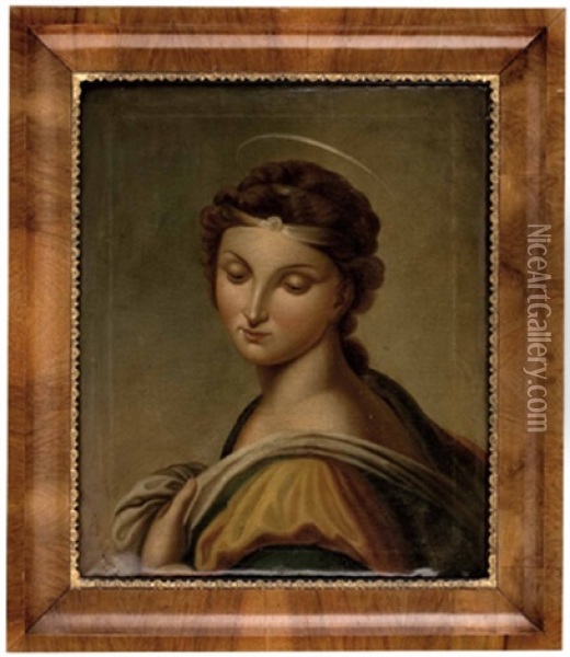 Die Hl. Barbara (after Raphael) Oil Painting - Karl Michael Schirmer