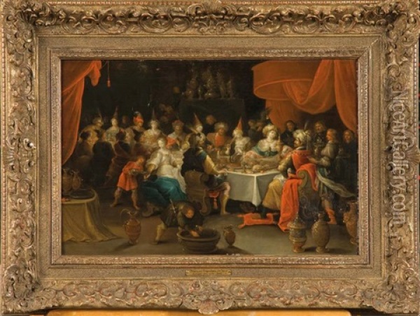Festin A La Cour Du Roi Assuerus Et De La Reine Esther Oil Painting - Frans Francken III