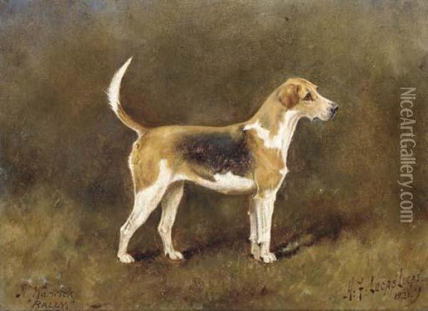 Rally, A Champion Hound Bitch Oil Painting - Henry Frederick Lucas-Lucas