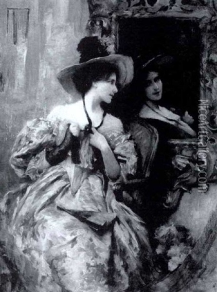 The Mirror Oil Painting - Samuel Melton Fisher