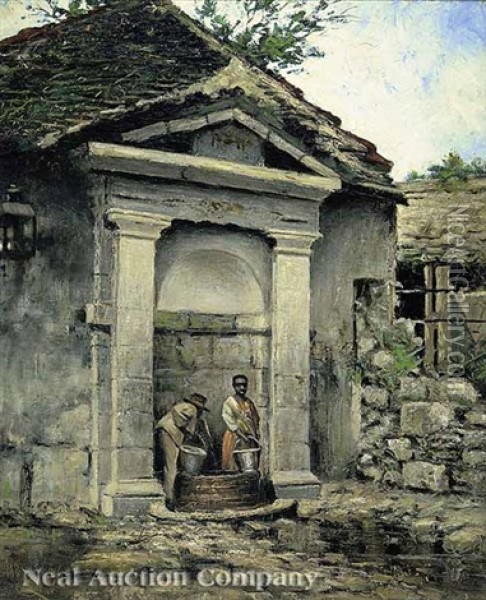 The Old Well House Oil Painting - Mel Brown Ray