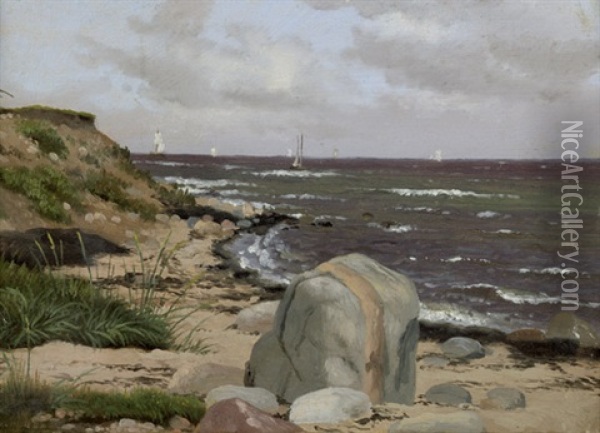Strandpartie Mit Felsen Bei Kullen Oil Painting - Peter (Johann P.) Raadsig