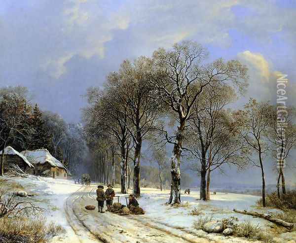 Winter landscape 1838 Oil Painting - Barend Cornelis Koekkoek