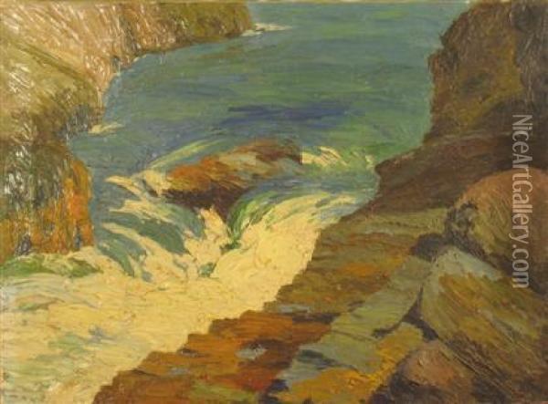 Water Over Rocks Oil Painting - Yarnall Abbott